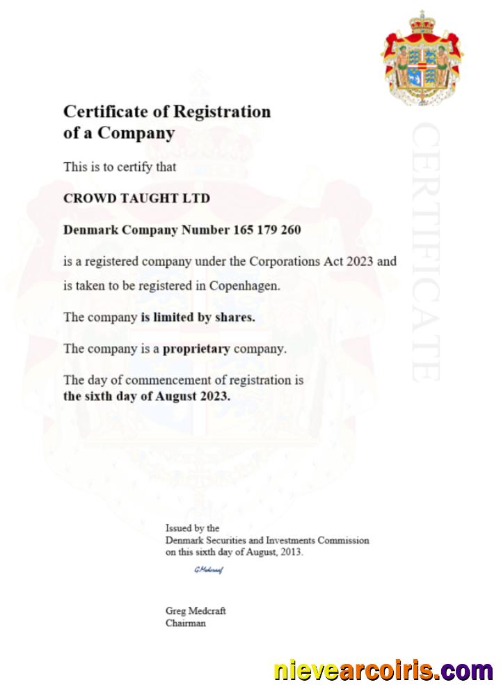 Denmark  certificate of registration